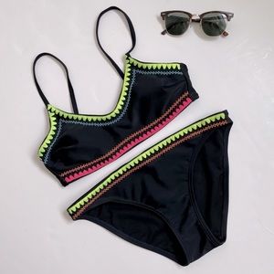 Xhilaration Bikini Set black and neon